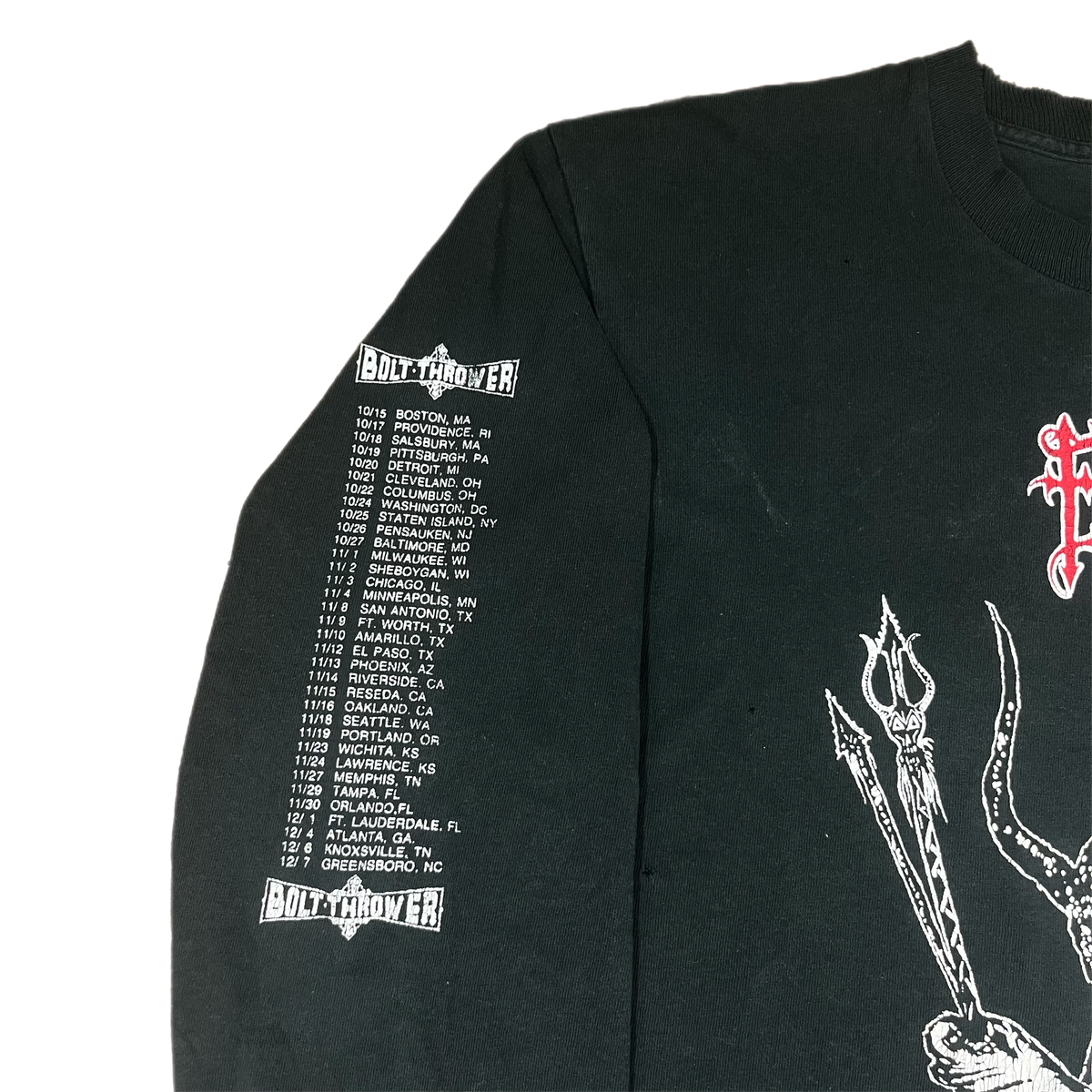 Vintage Bolt Thrower &quot;Unleashed Upon America&quot; Long Sleeve Tour Shirt