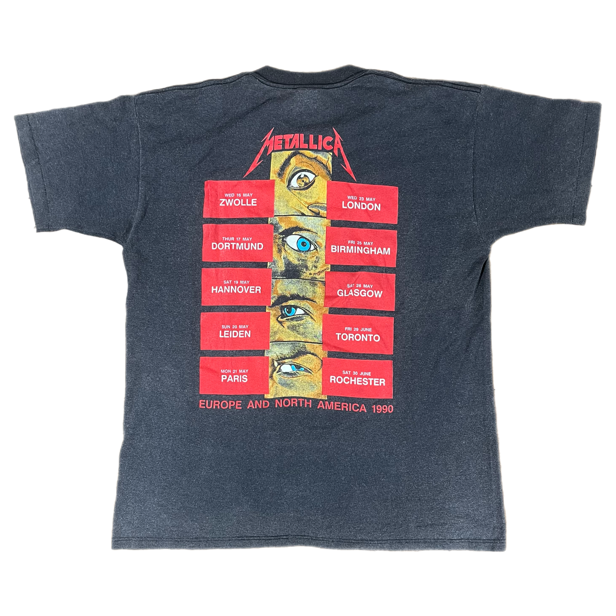 Vintage Metallica &quot;Europe And North America 1990&quot; Pushead Tour T-Shirt