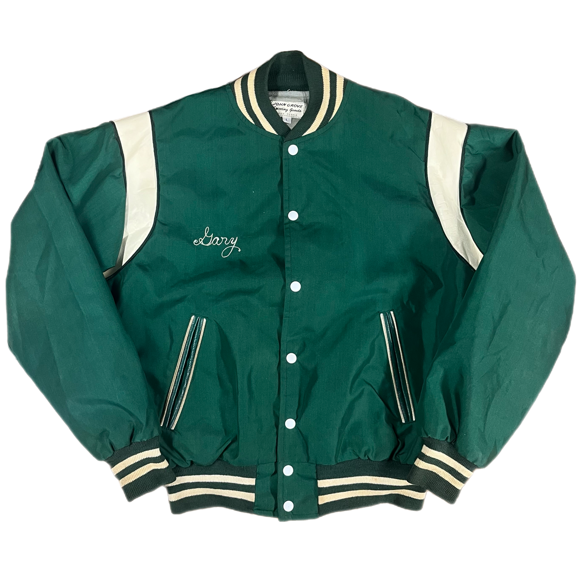 Vintage John Grove Sporting Goods &quot;York, PA&quot; Leather Trim Jacket