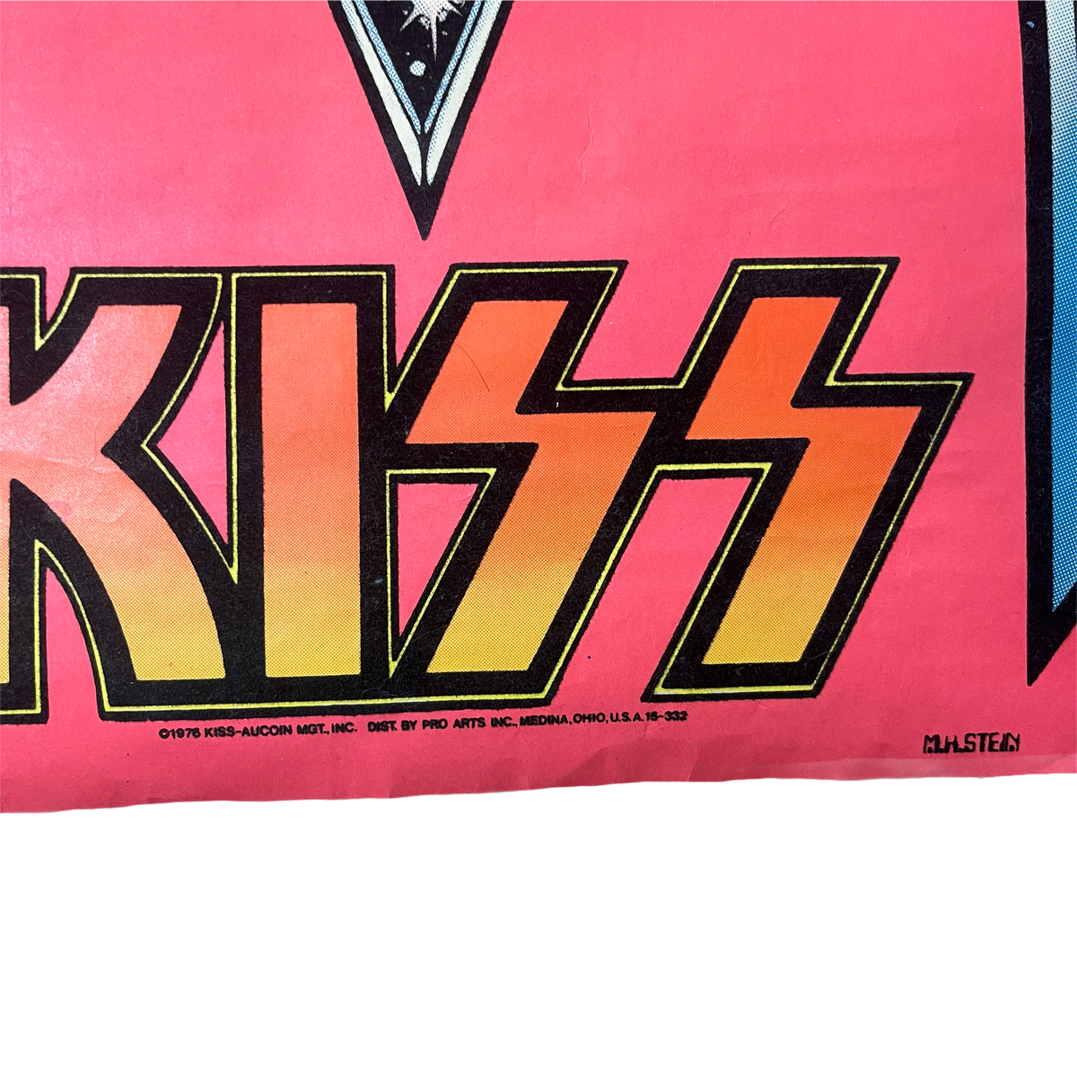 Vintage KISS 1976 &quot;Aucoin&quot; M.H Stein Velvet Blacklight Poster