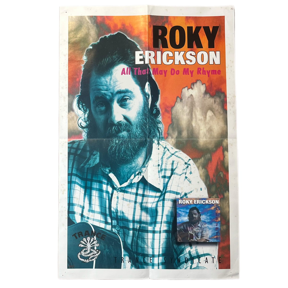 Vintage Roky Erickson &quot;All That May Do My Rhyme&quot; Trance Syndicate Promotional Poster