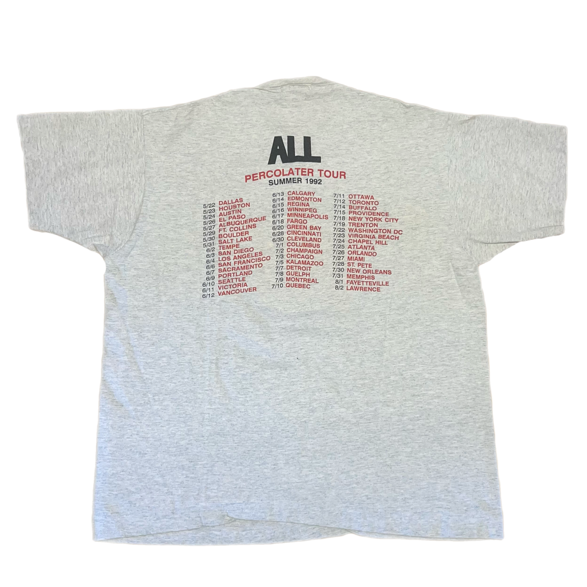 Vintage ALL &quot;Percolater&quot; Summer Tour T-Shirt