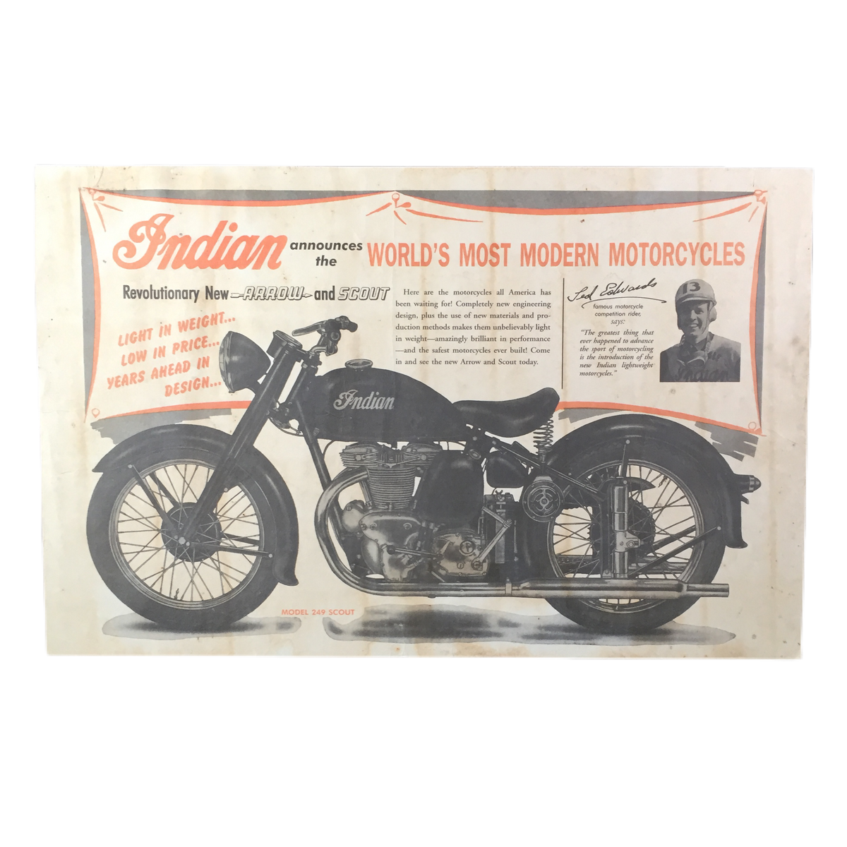 Vintage Indian Motorcycles “Model 249 Scout” Poster