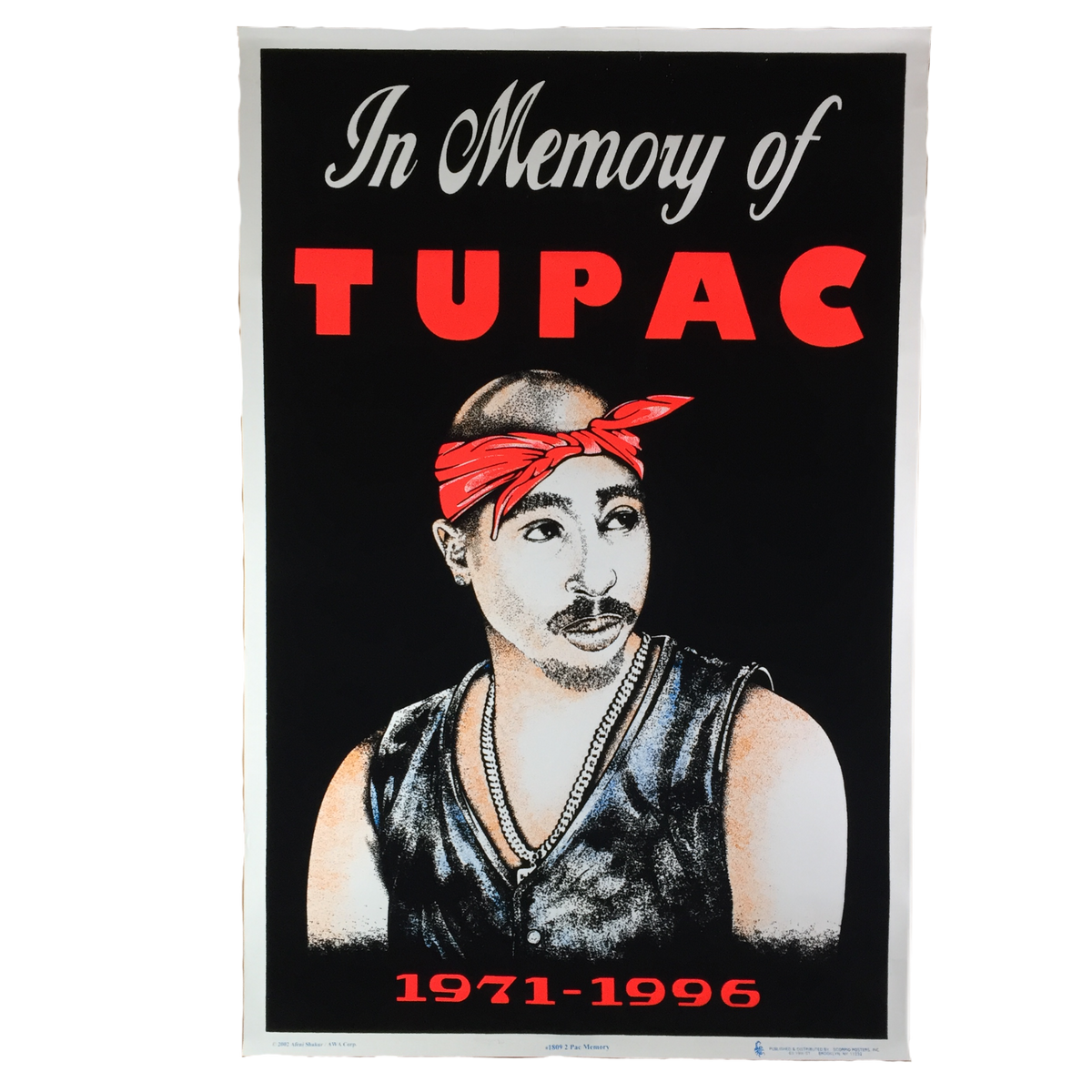 Vintage Tupac Velvet Black Light &quot;In Memory Of&quot; Poster