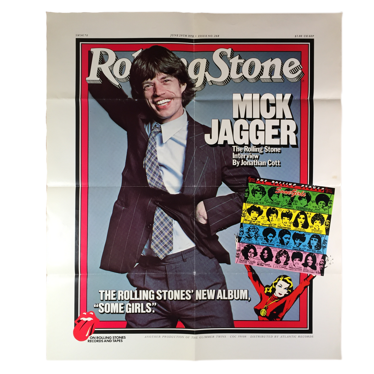 Vintage Rolling Stone &quot;Mick Jagger&quot; Some Girls promotional poster