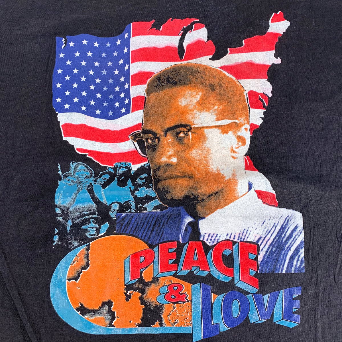 Vintage Malcolm X &quot;Peace &amp; Love&quot; T-Shirt - jointcustodydc