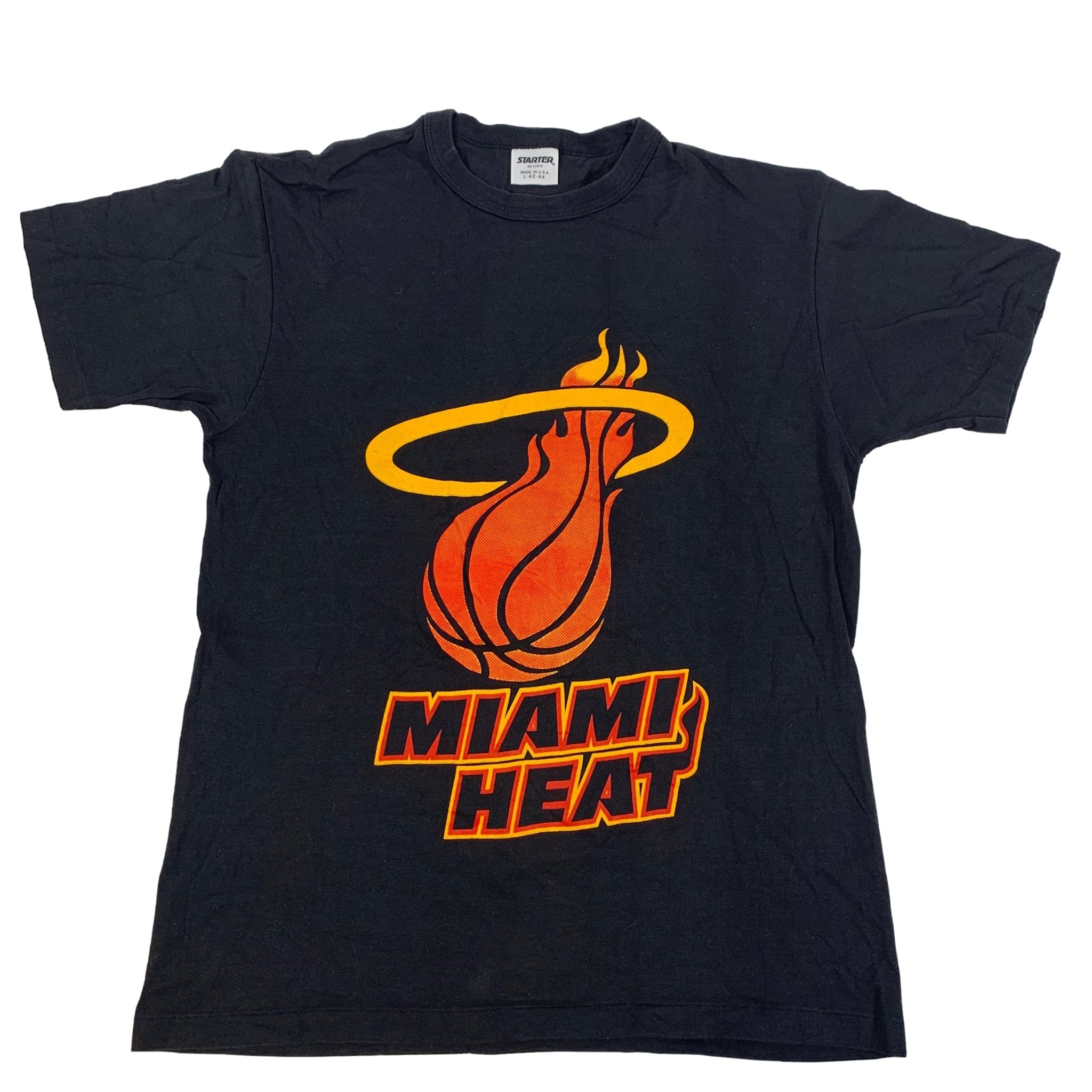 STARTER Mens Miami Heat Jersey, Black, Large