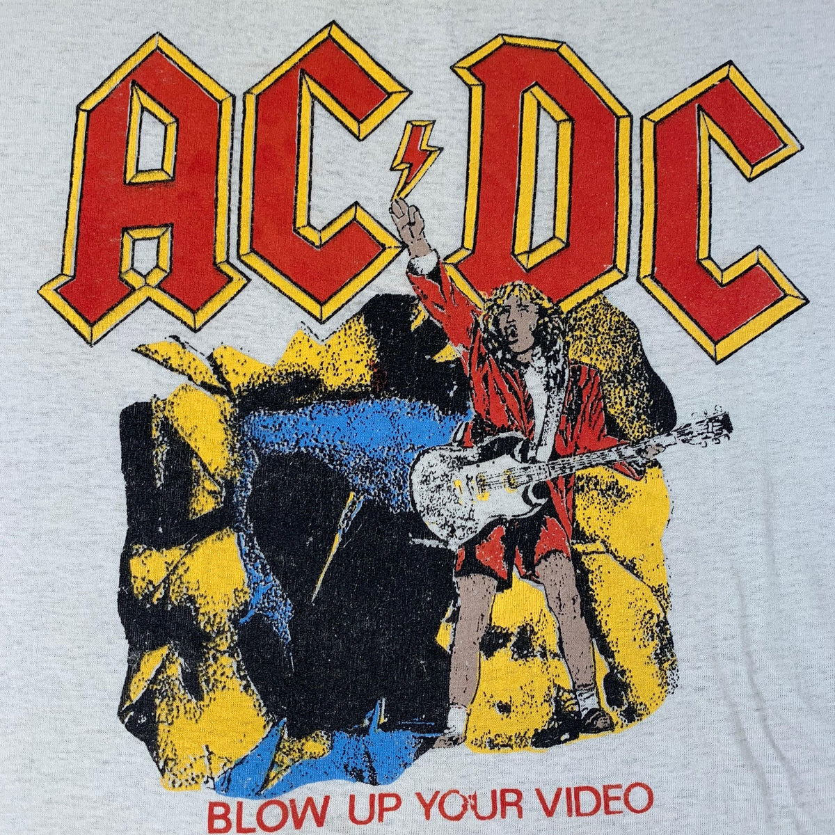 Vintage Original AC/DC Blow Up Your Video T Shirt front graphic detail