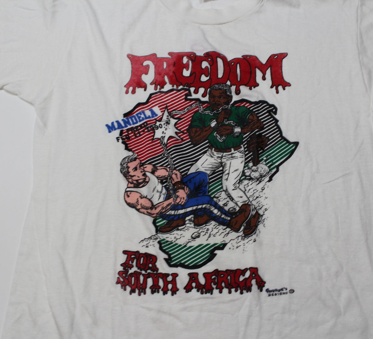 Vintage Nelson Mandela &quot;Freedom for South Africa&quot; T-shirt - jointcustodydc