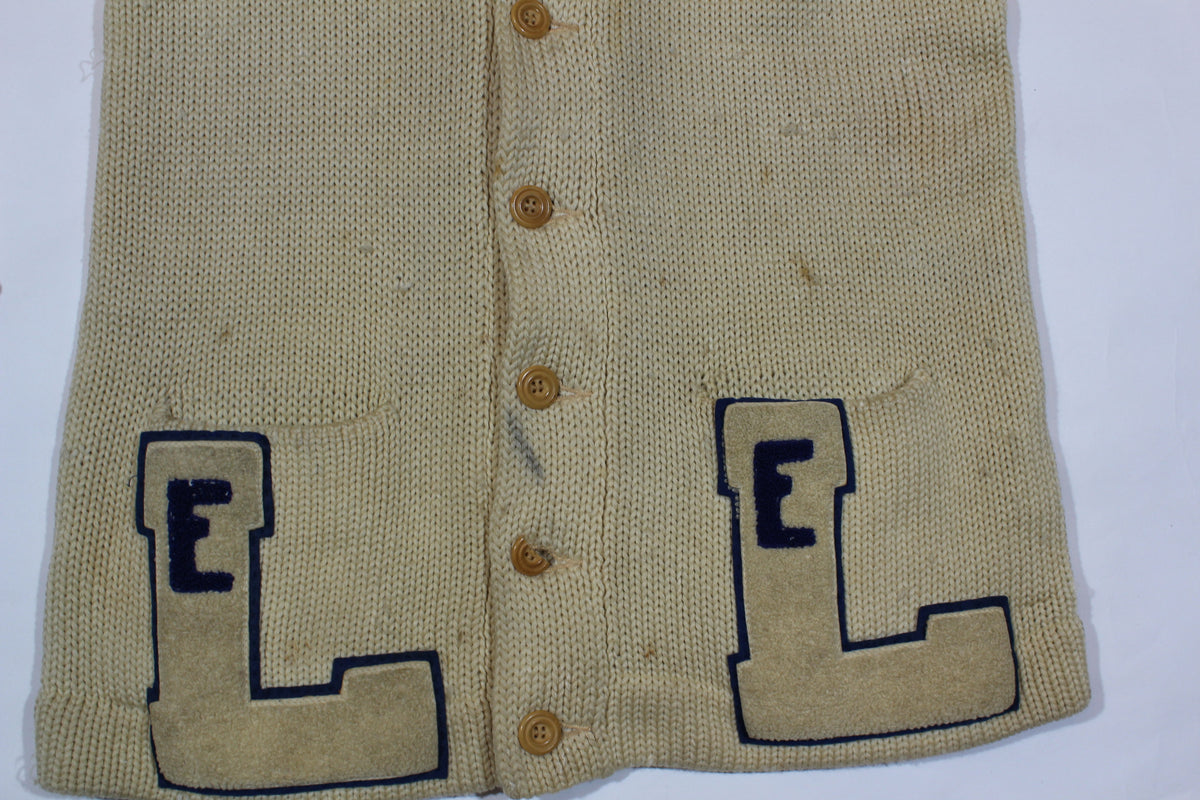 Vintage Cardigan &quot;E L&quot; Letterman Sweater - jointcustodydc