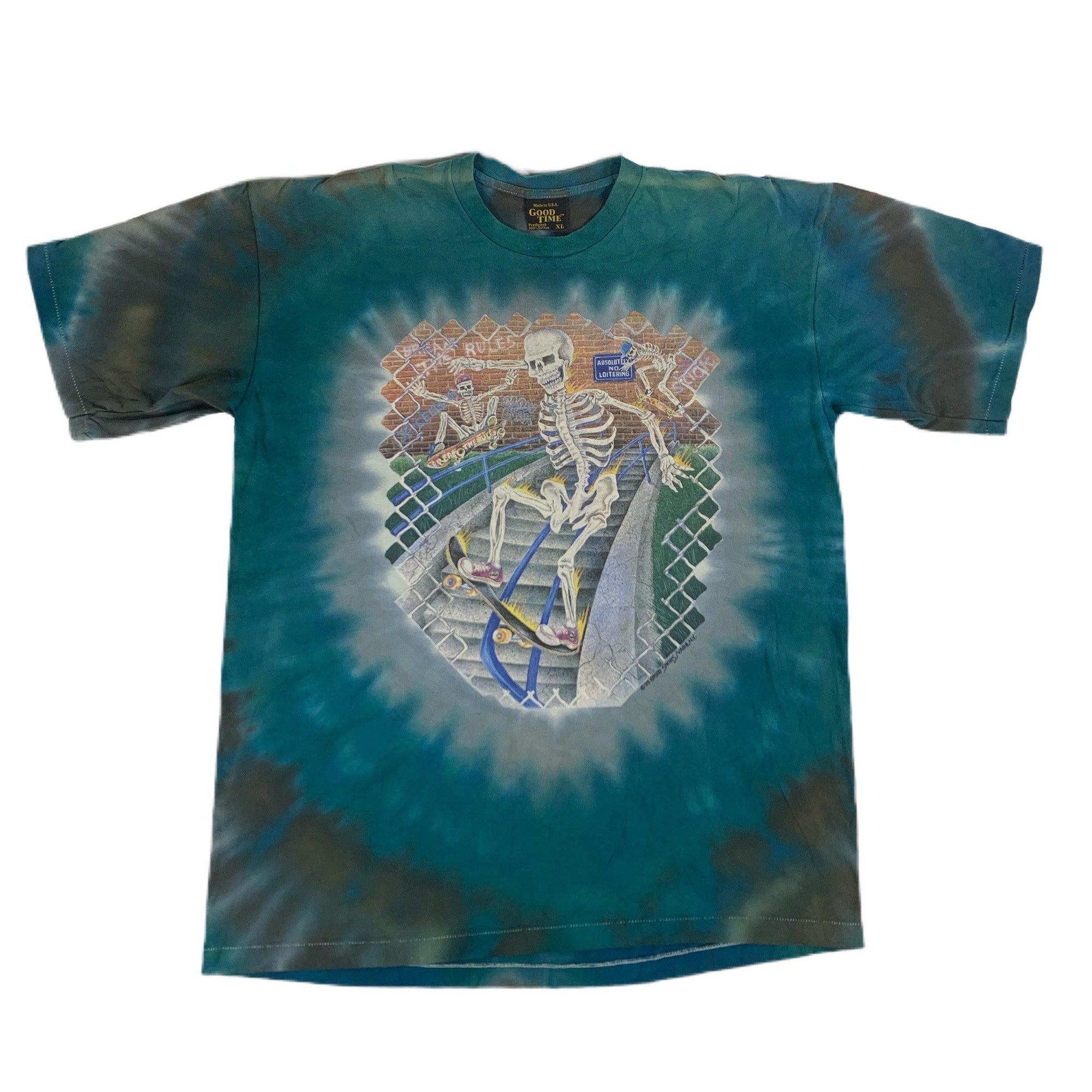 Vintage Skeleton "Skateboard" Tie Dye T-Shirt - jointcustodydc