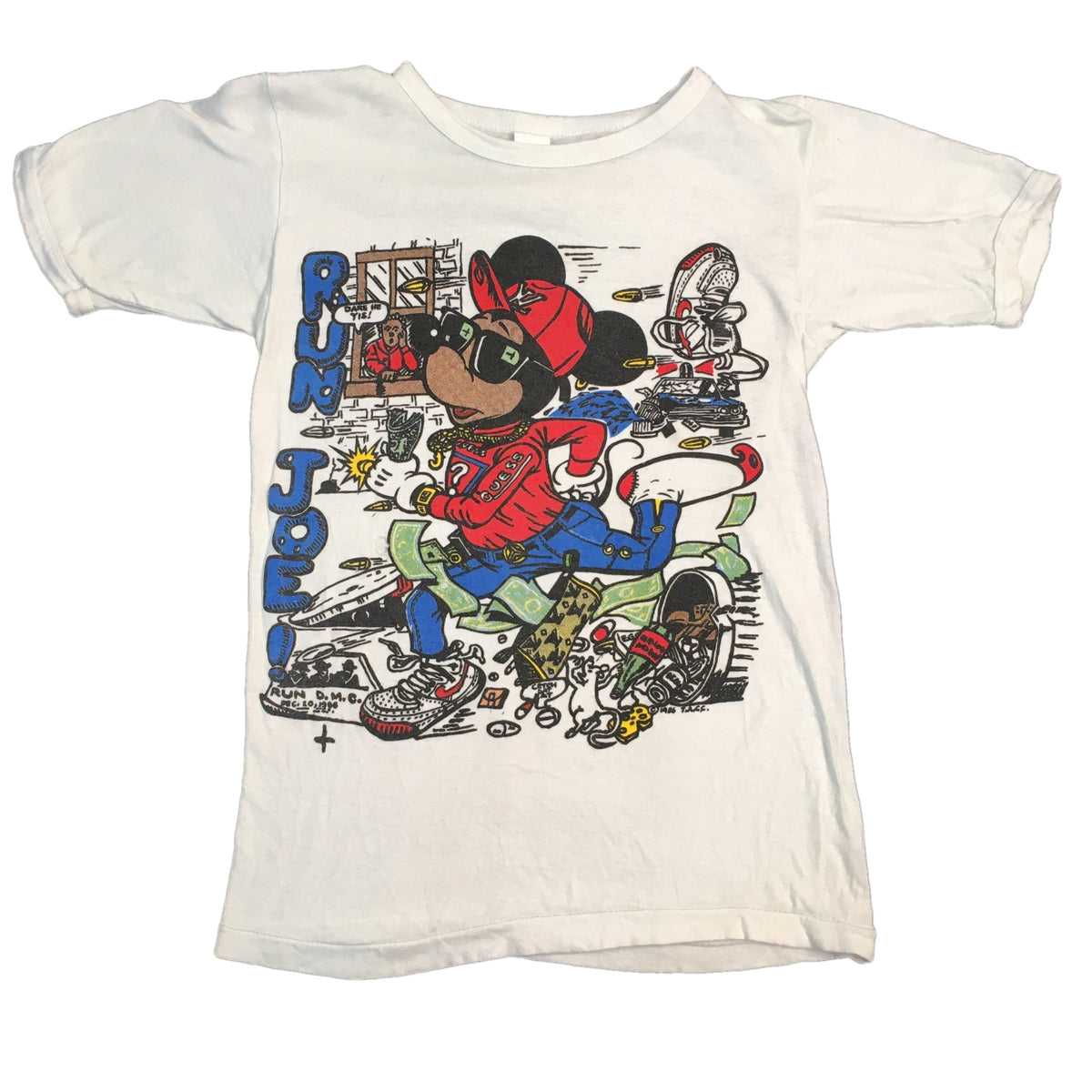 Vintage Mickey Mouse &quot;Run Joe!&quot; Bootleg T-Shirt - jointcustodydc