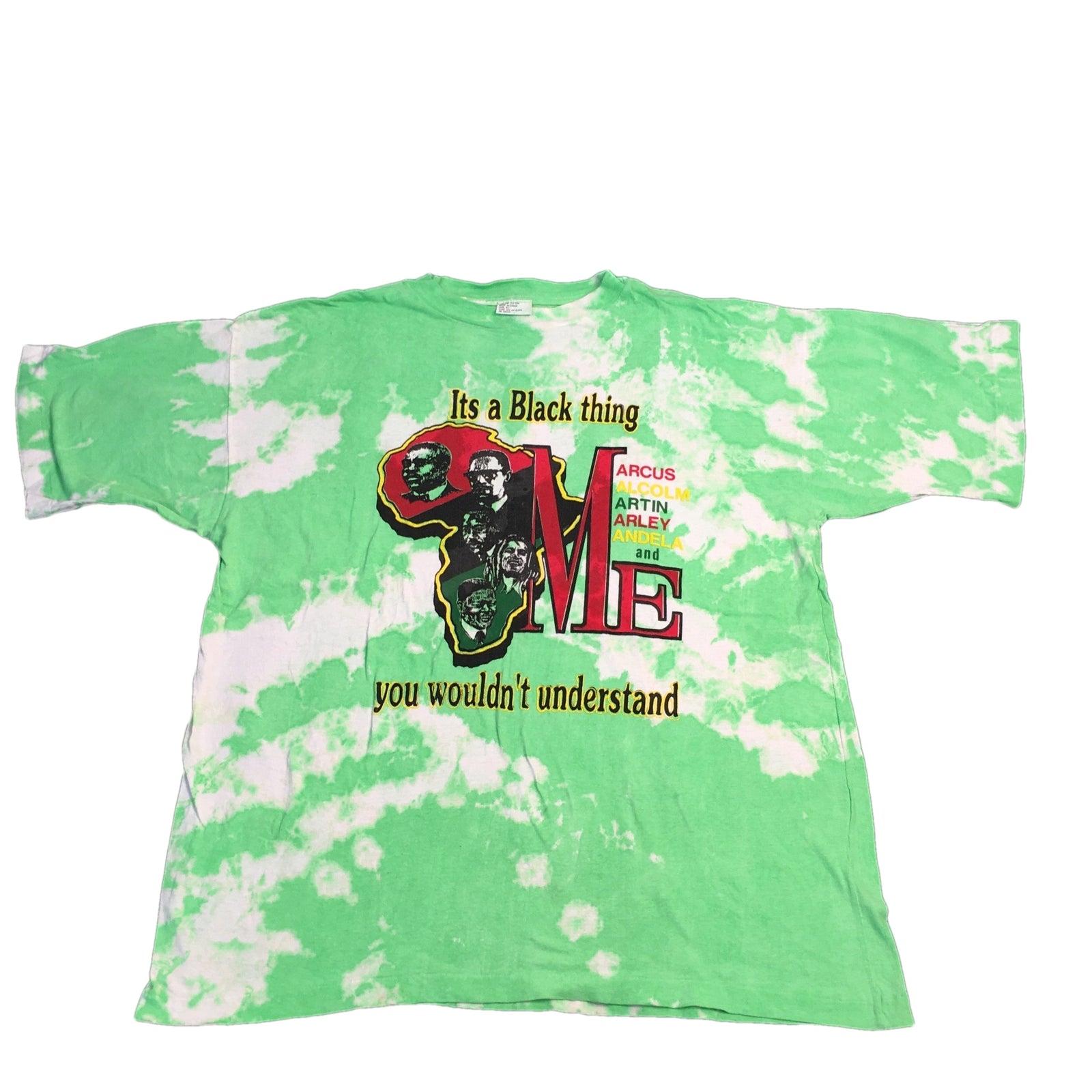 Vintage MLK Malcolm X Bob Marley Mandela Garvey "Its A Black Thing" Tie Dye T-Shirt - jointcustodydc