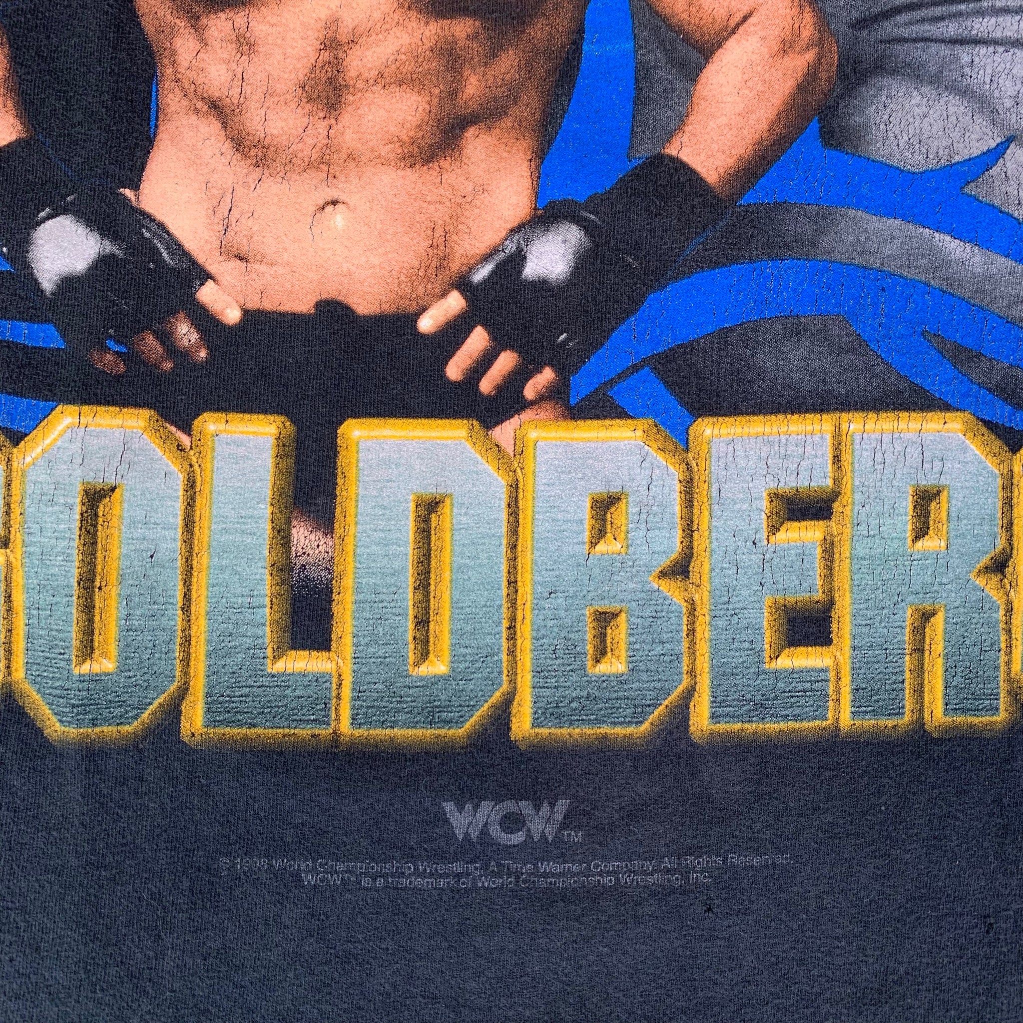 Vtg 1995 Goldberg WCW Wrestling Mens Baseball Jersey Black Gold