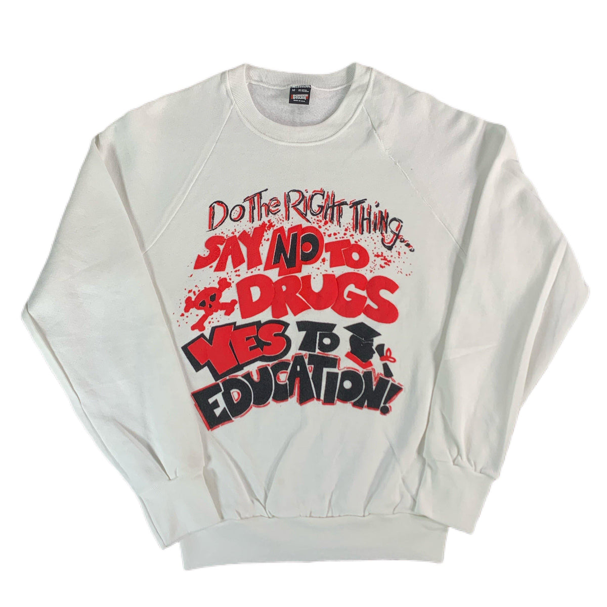 Vintage Say No To Drugs &quot;Yes To Education&quot; Crewneck Sweatshirt - jointcustodydc