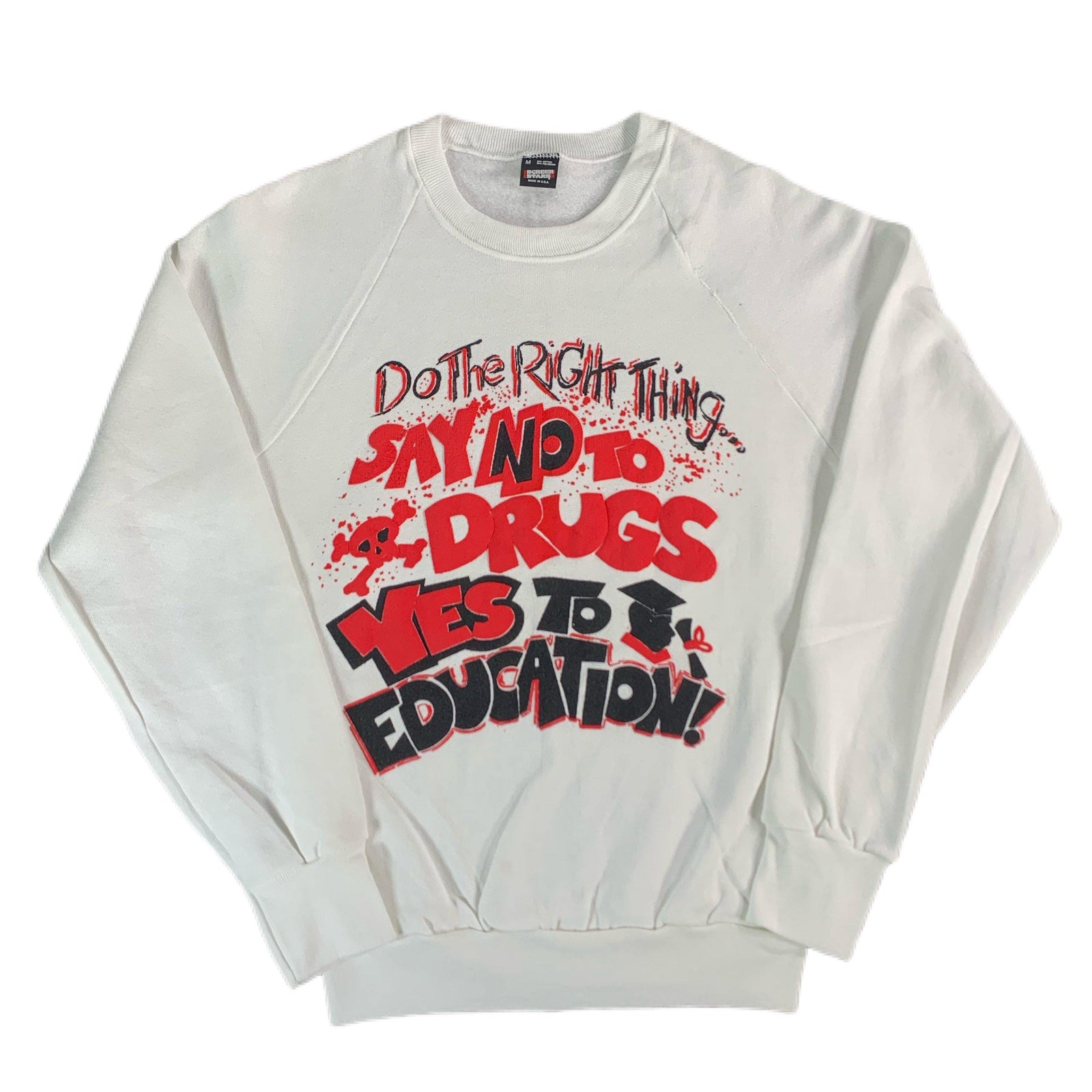 Vintage Say No To Drugs "Yes To Education" Crewneck Sweatshirt - jointcustodydc