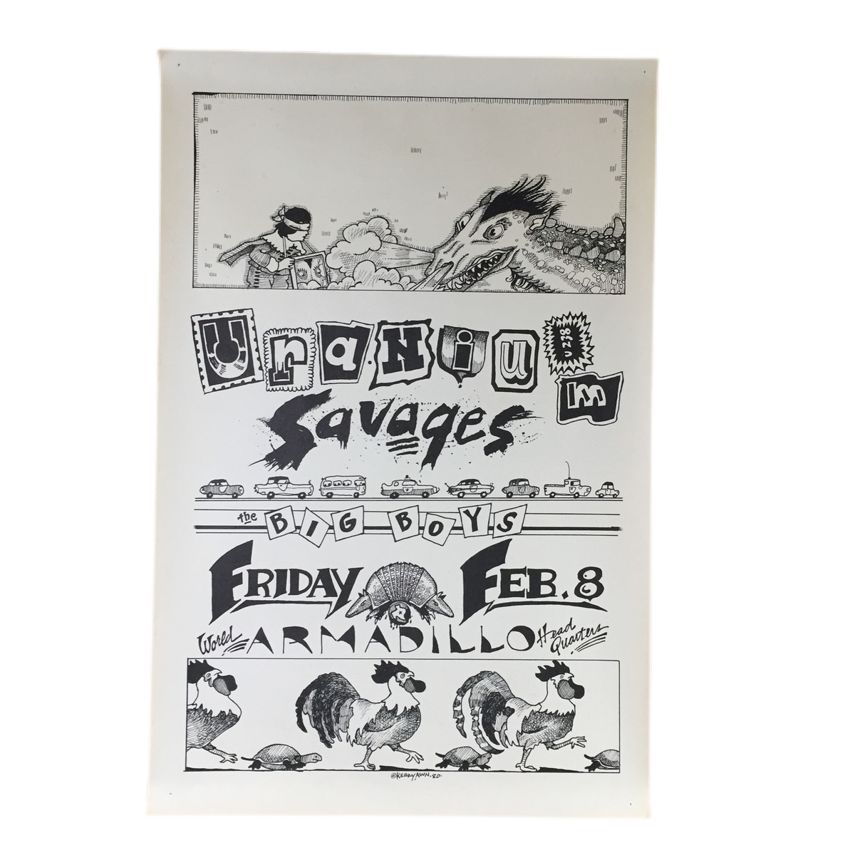 Vintage Uranium Savages / Big Boys &quot;Armadillo World Headquarters&quot; Show Poster