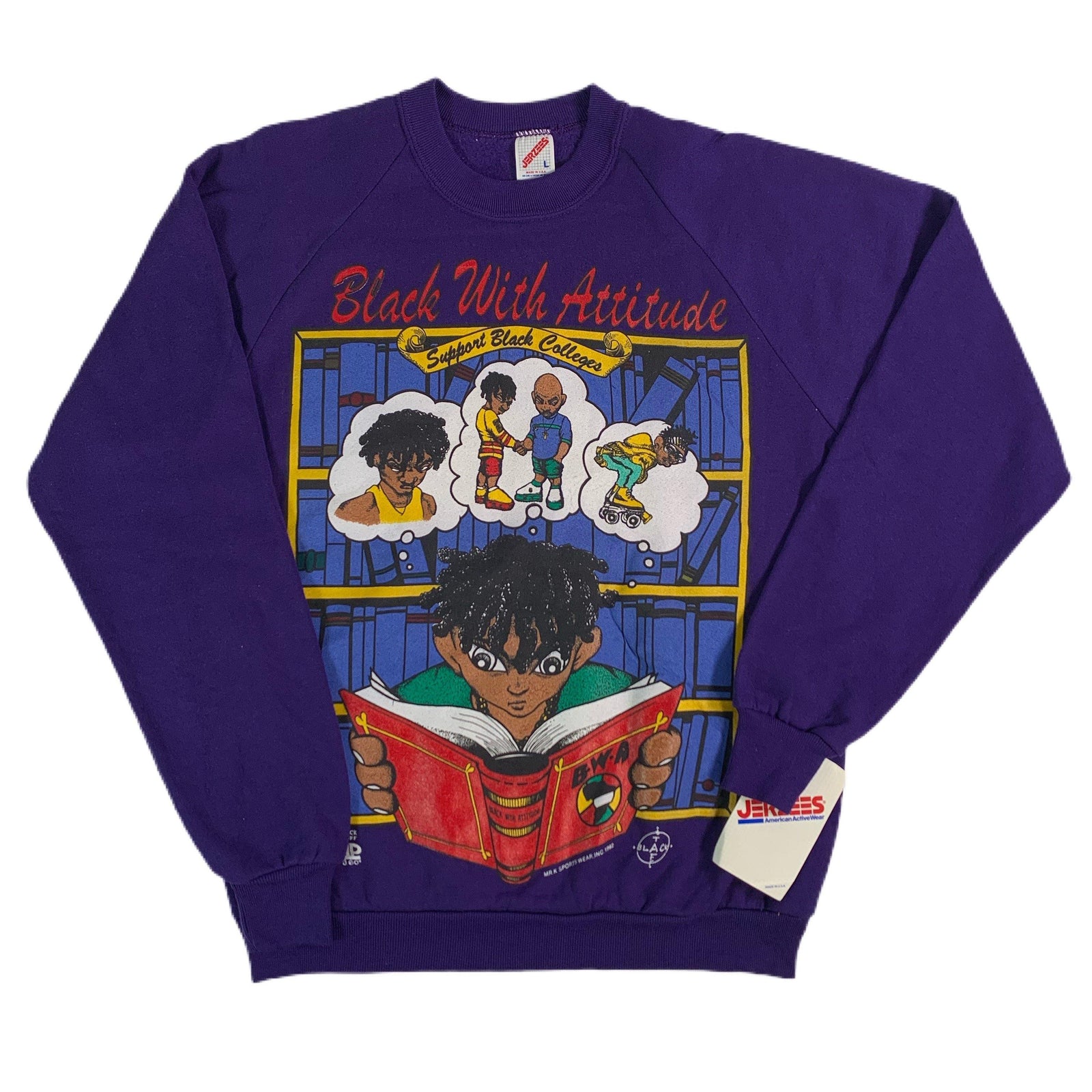 Vintage Black With Attitude "Support Black Colleges" Crewneck Sweatshirt - jointcustodydc