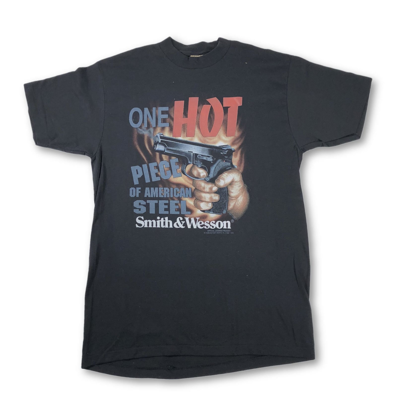 Vintage Smith & Wesson 3D Emblem "One Hot Piece of American Steel" T-Shirt - jointcustodydc