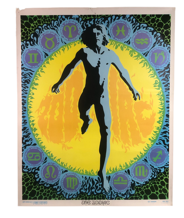 Vintage Funky Features "The Zodiac" Black Light Poster jointcustodydc