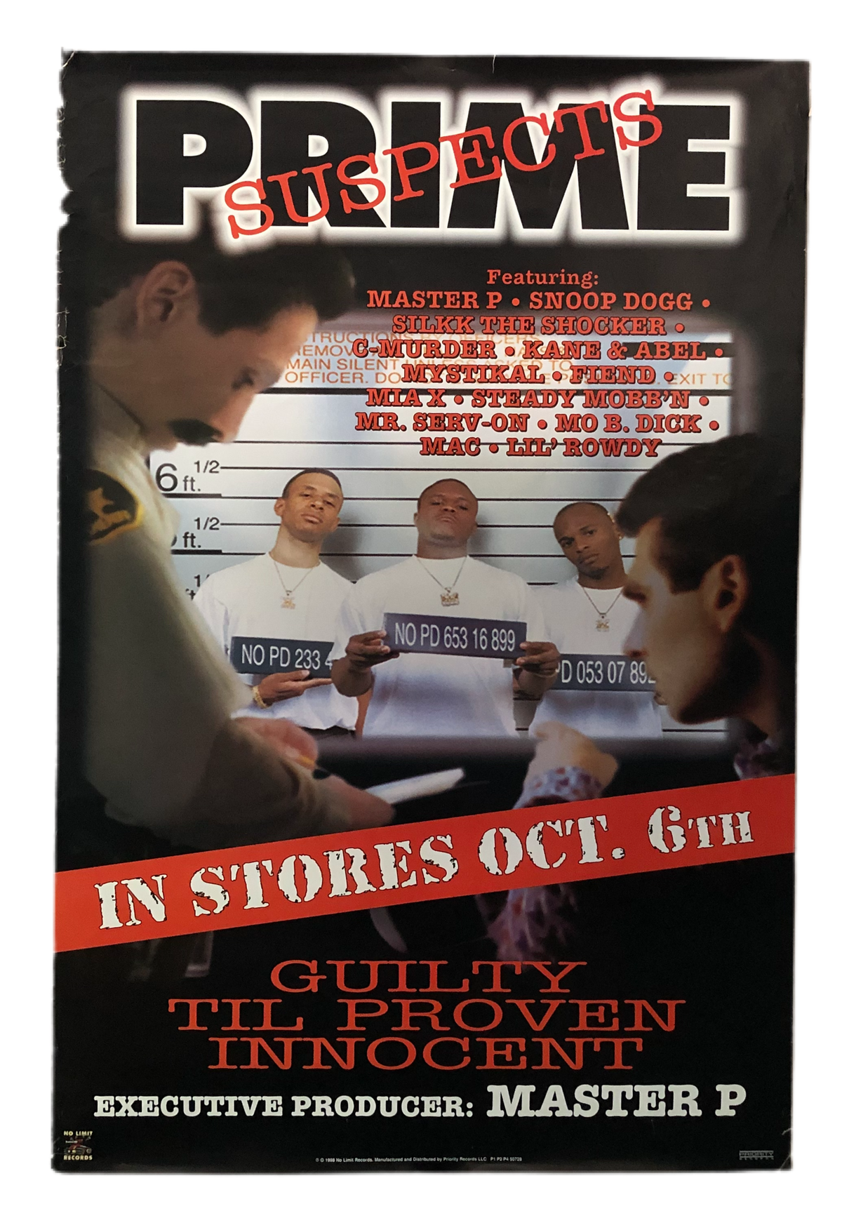 Vintage No Limit Records Prime Suspects &quot;Guilty Until Proven Innocent&quot; Poster
