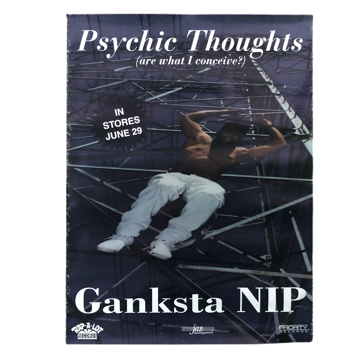 Vintage Rap-A-Lot Records Ganksta NIP &quot;Psychic Thoughts&quot; Promotional Poster