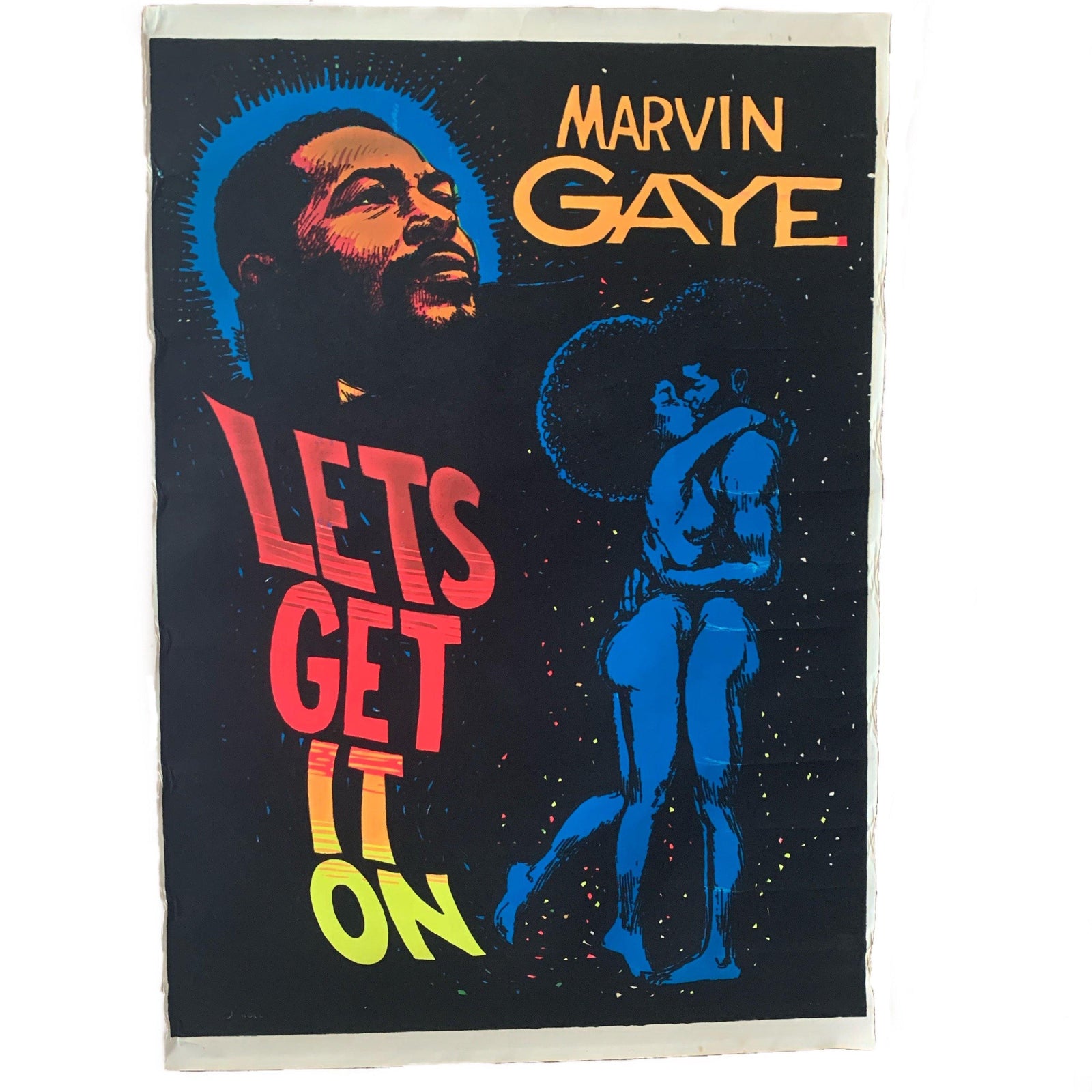 Vintage Marvin Gaye "Let's Get It On" Black Light Poster - jointcustodydc