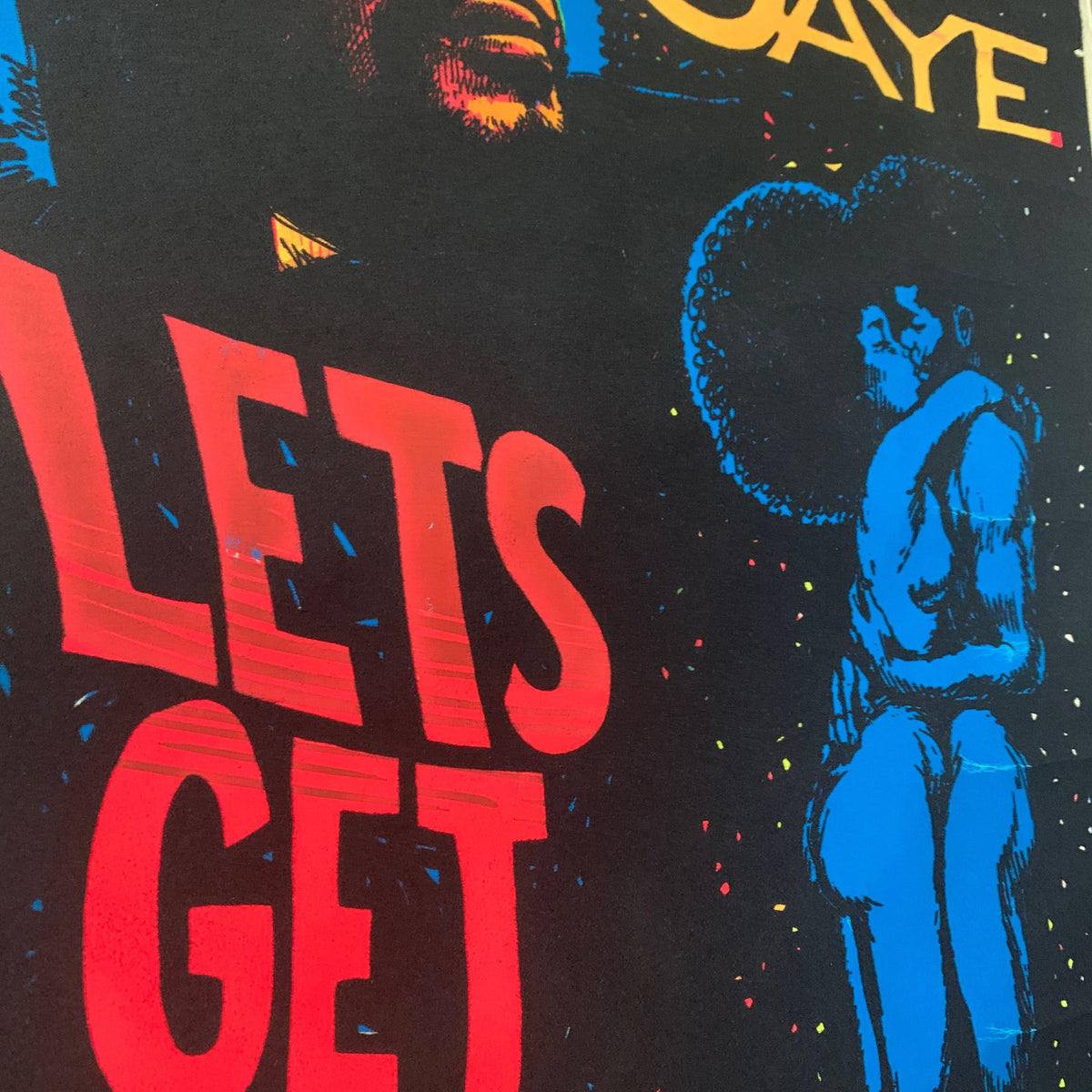 Vintage Marvin Gaye &quot;Let&#39;s Get It On&quot; Black Light Poster - jointcustodydc