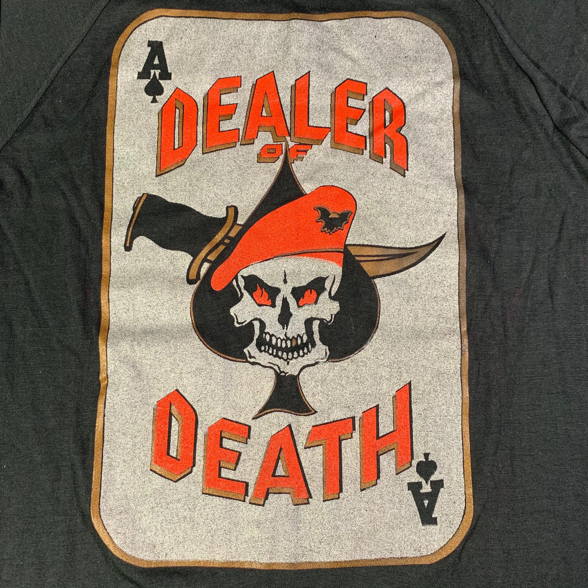 Vintage Original Aces Dealer of Death Raglan Shirt Graphic Detail