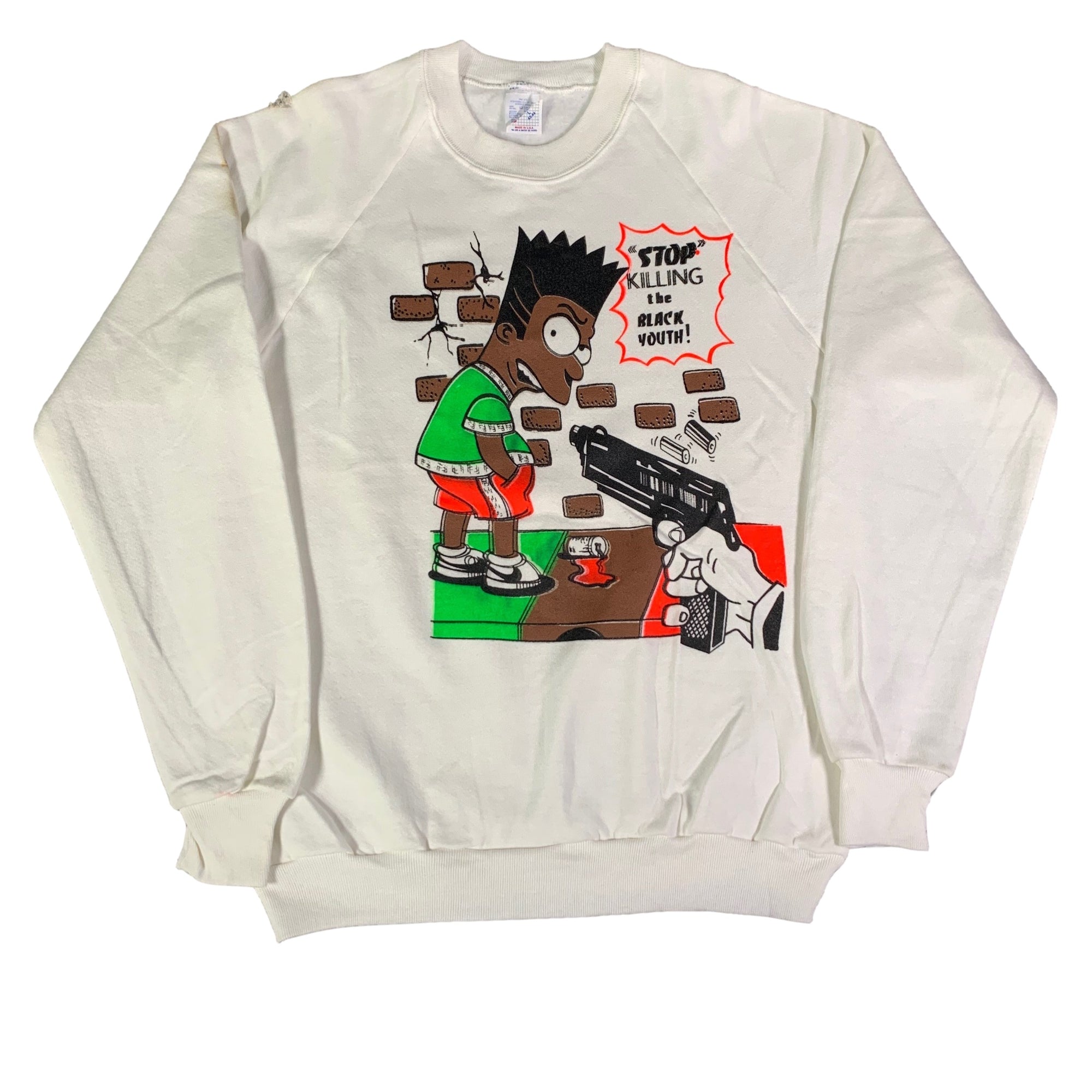 Vintage Bootleg Bart "Stop Killing The Black Youth" Crewneck Sweatshirt - jointcustodydc