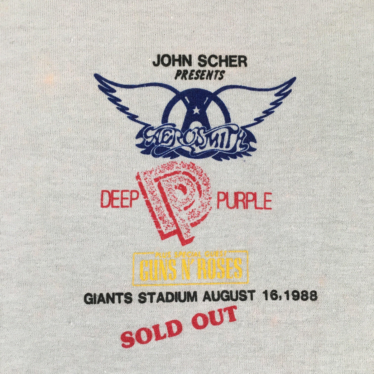 Vintage Original Aerosmith Deep Purple Guns N&#39; Roses Giant Stadium Concert Shirt graphic detail