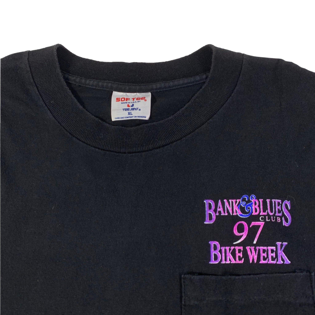Vintage Original Bank &amp; Blues Club &#39;97 &quot;Bike Week&quot; Long Sleeve Shirt detail