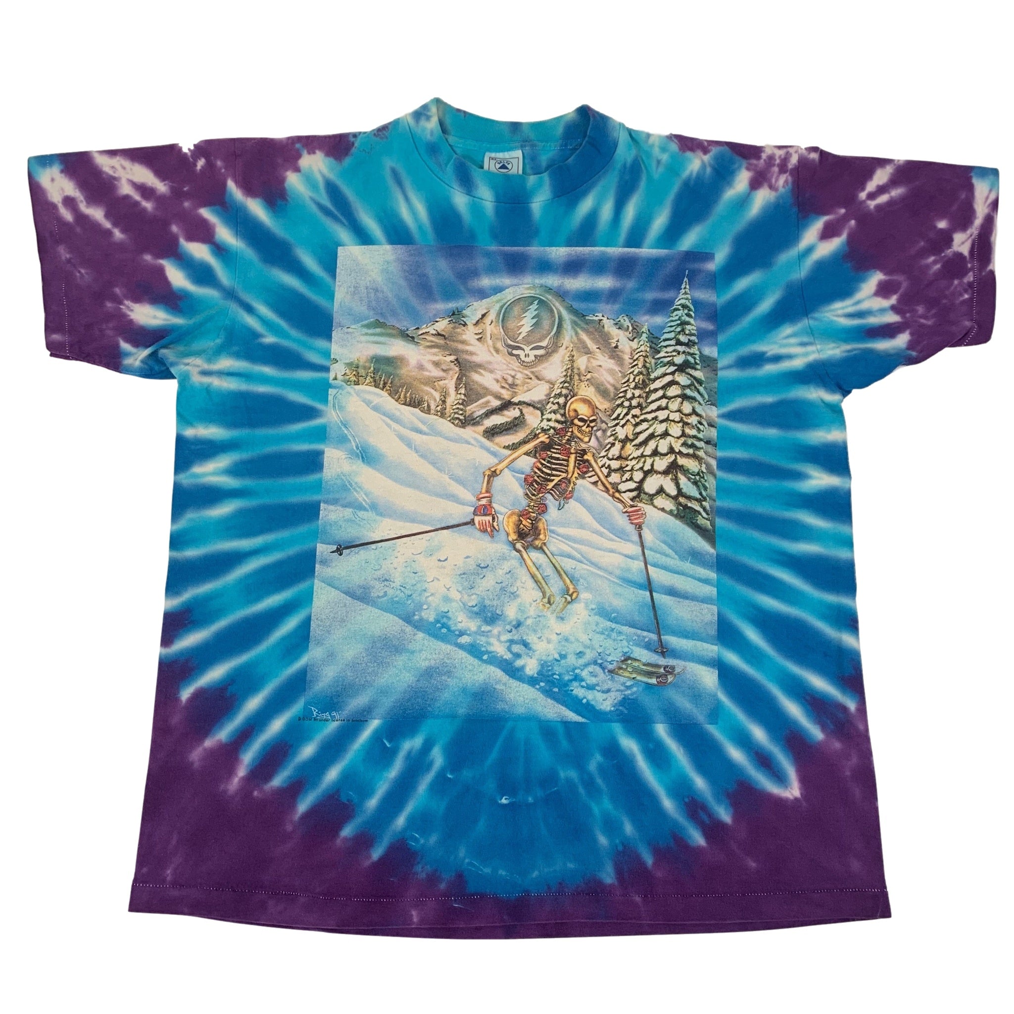 Grateful Dead T-Shirt Top Hat Skeleton Poker Gambler Magician 1999 Tie Dye  2-3XL