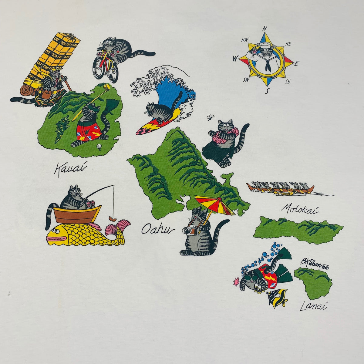 Vintage B. Kliban &quot;Traveling Cats&quot; Crazy Shirts T-Shirt - jointcustodydc