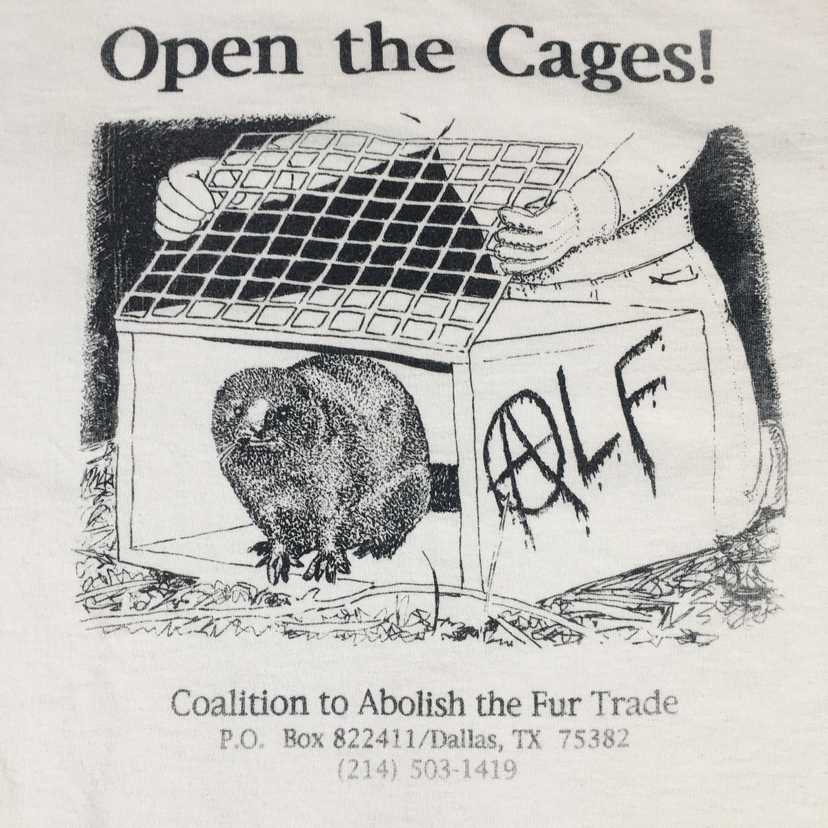 Vintage Animal Liberation Front &quot;Open The Cages!&quot; T-Shirt - jointcustodydc