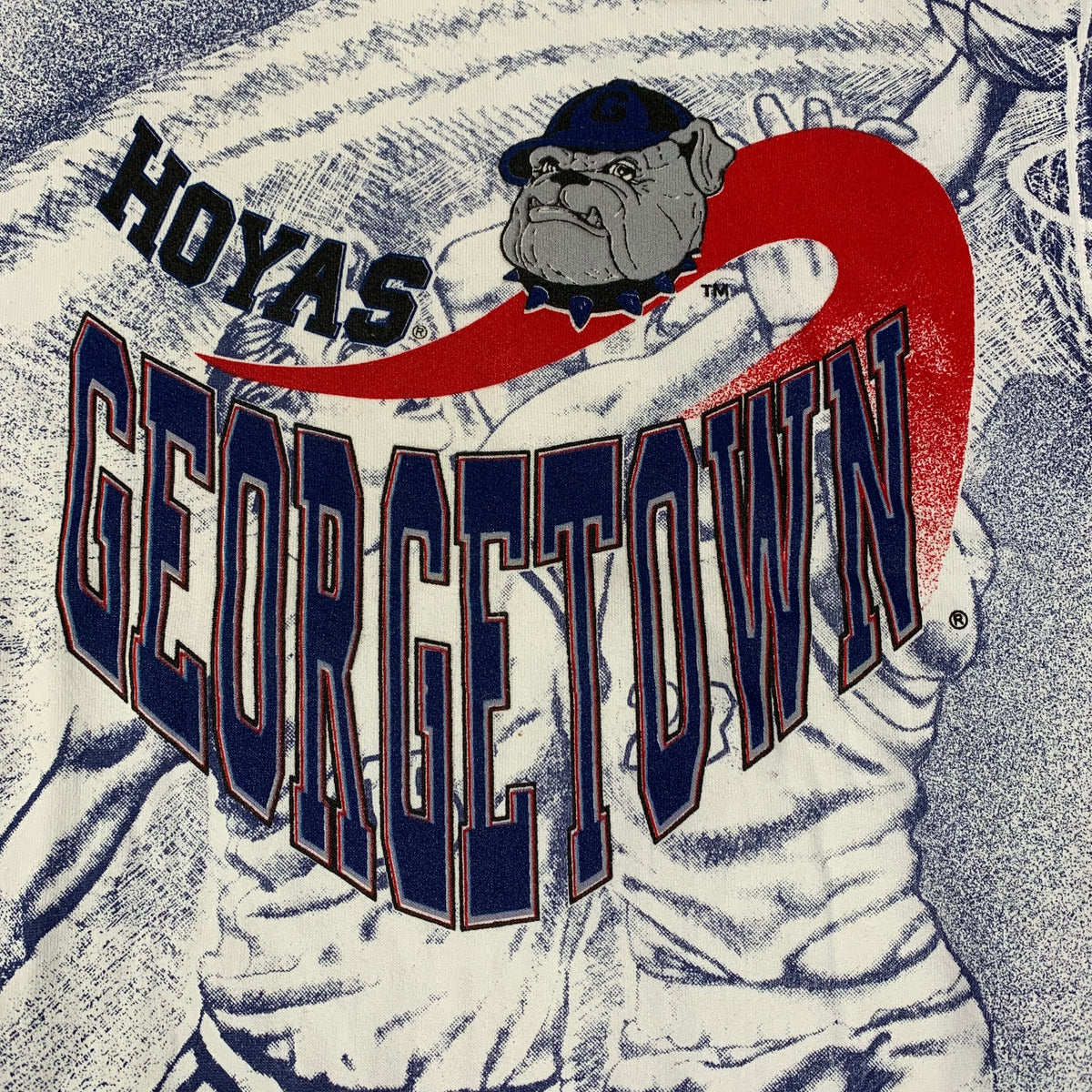 Vintage Georgetown University &quot;Hoyas&quot; All Over Print Crewneck Sweatshirt - jointcustodydc