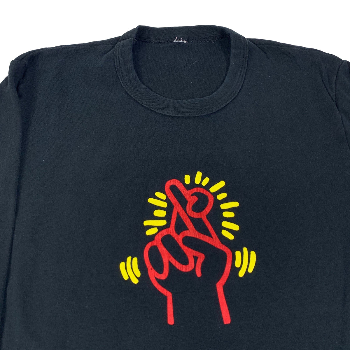Vintage Keith Haring &quot;Fingers Crossed&quot; Women&#39;s Pop Shop Long Sleeve Shirt - jointcustodydc