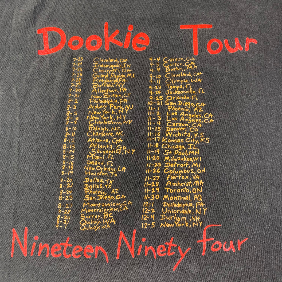 Vintage Green Day &quot;Dookie Tour 1994&quot; T-Shirt - jointcustodydc