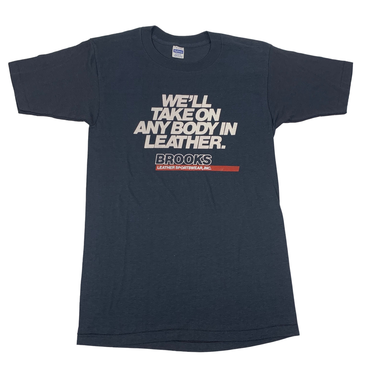 Vintage Brooks Leather &quot;We&#39;ll Take On Any Body&quot; T-Shirt - jointcustodydc