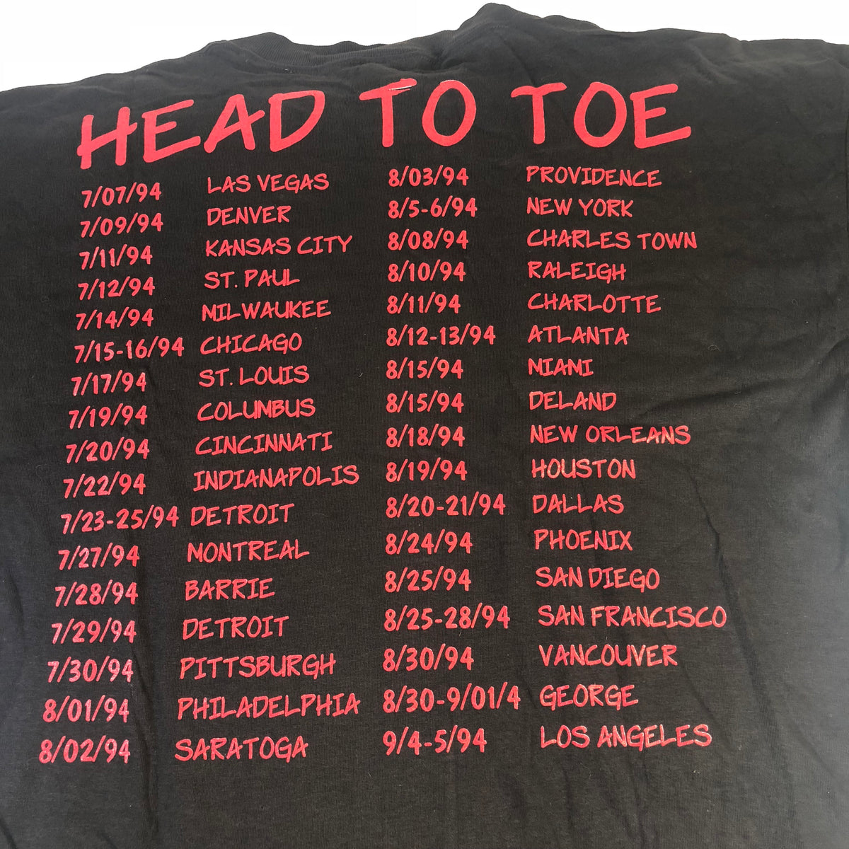 Vintage The Breeders &quot;Head to Toe &#39;94 Tour&quot; T-Shirt - jointcustodydc