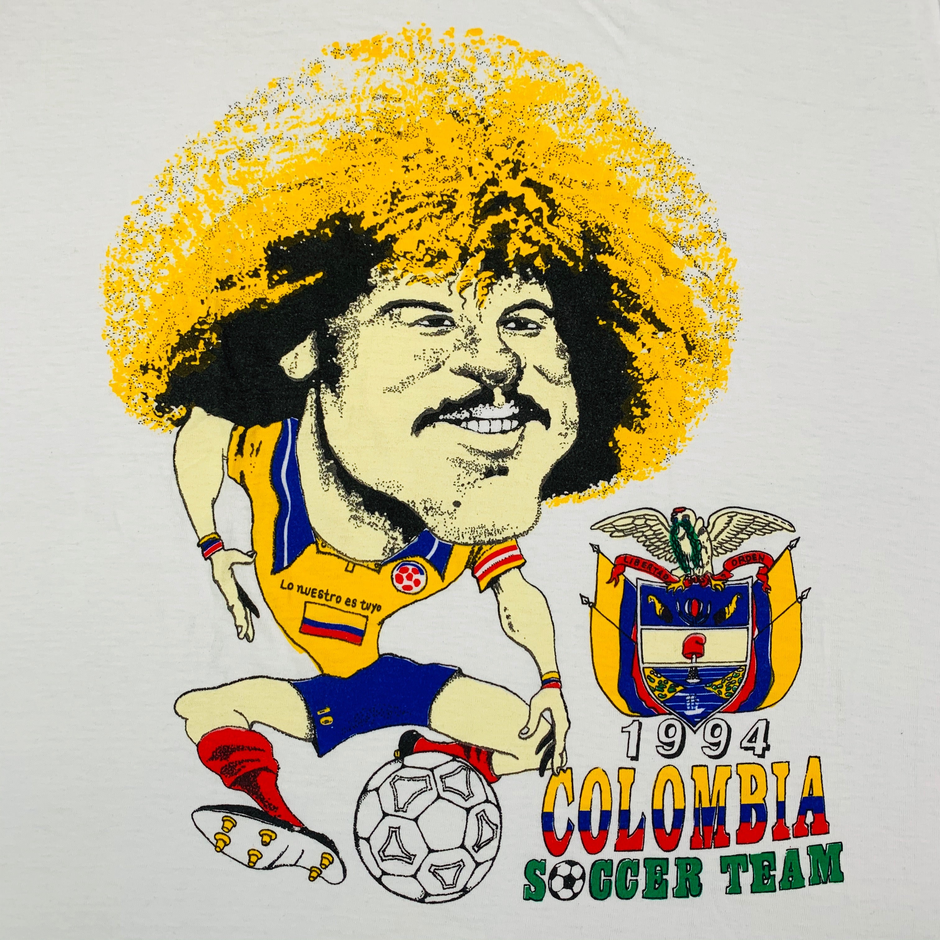 T-Shirt Shirt Carlos Valderrama Colombia Football Vintage Years 80