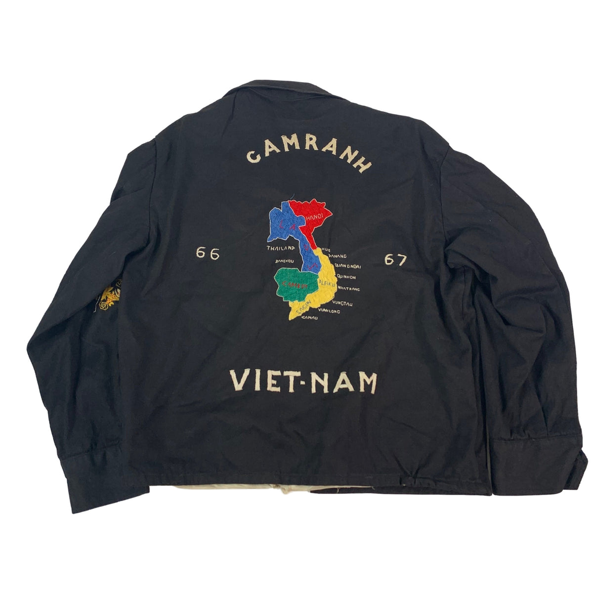 Vintage Black Vietnam War &quot;Camranh &#39;67-&#39;68&quot; Tour Jacket - jointcustodydc