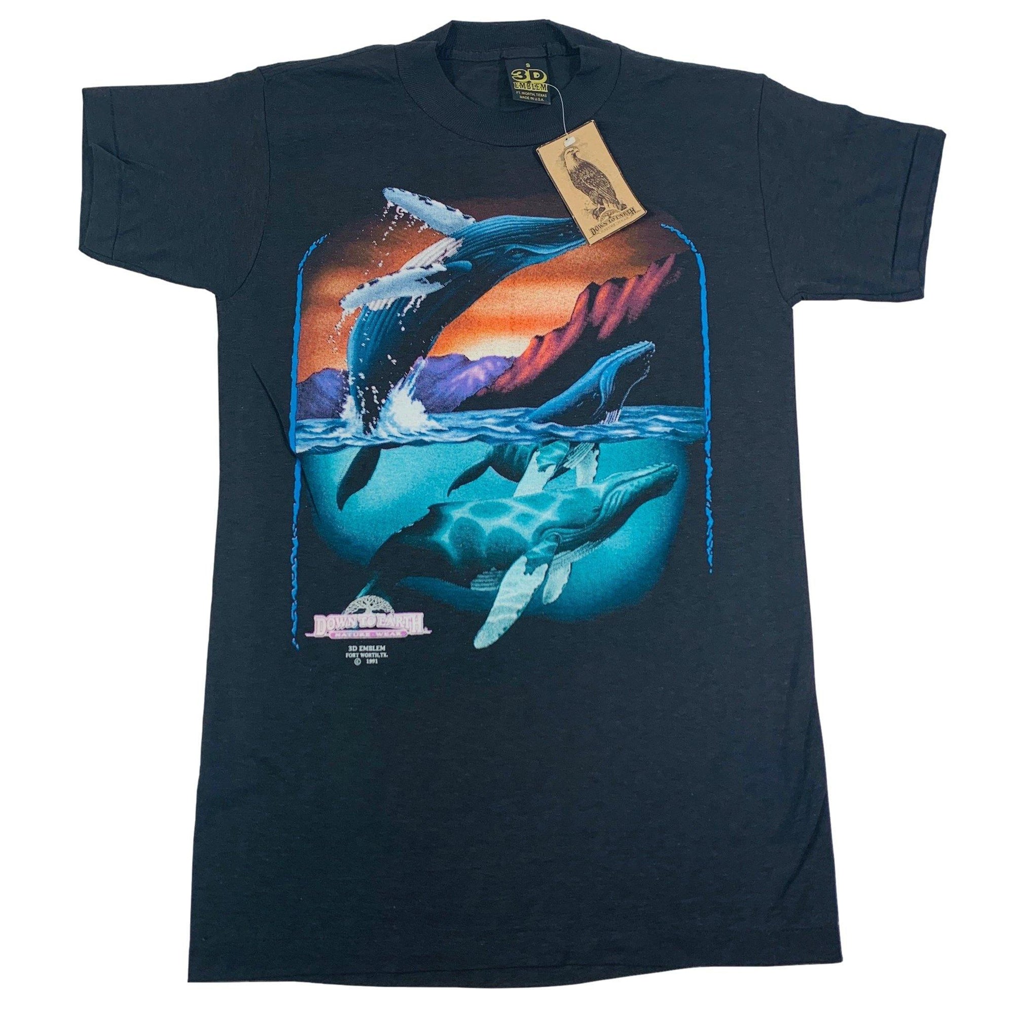 Vintage 3D Emblem "Down To Earth" Whale T-Shirt - jointcustodydc