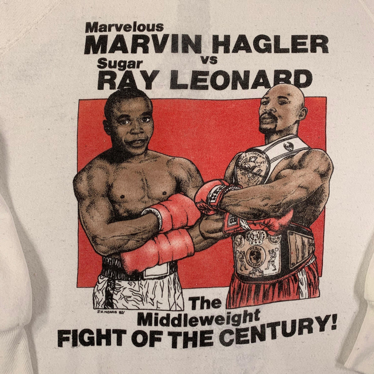 Vintage Ray Leonard VS Marvin Hagler &quot;Fight Of The Century!&quot; Crewneck Sweatshirt - jointcustodydc