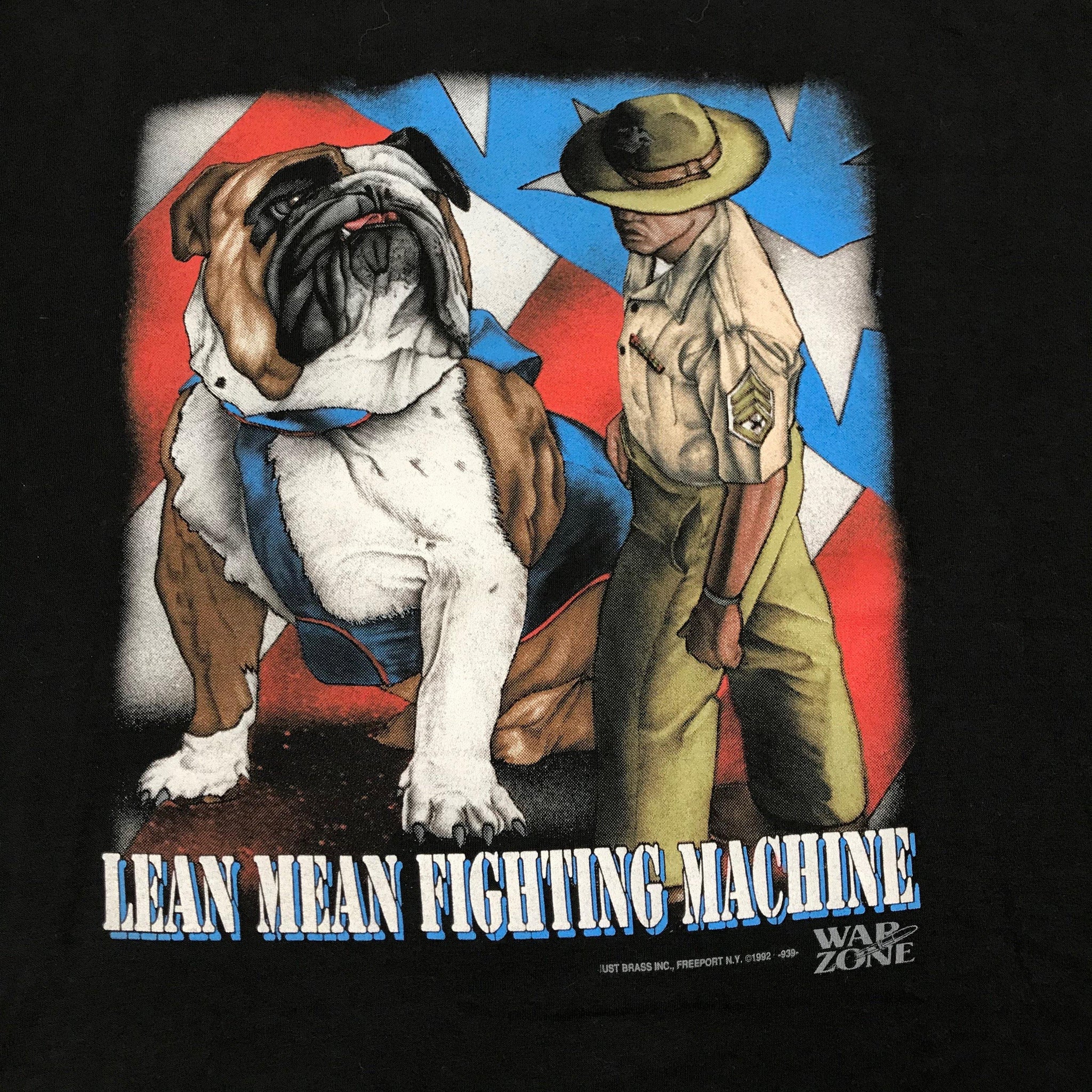 Vintage 3D Emblem Lean Mean Fighting Machine T-Shirt