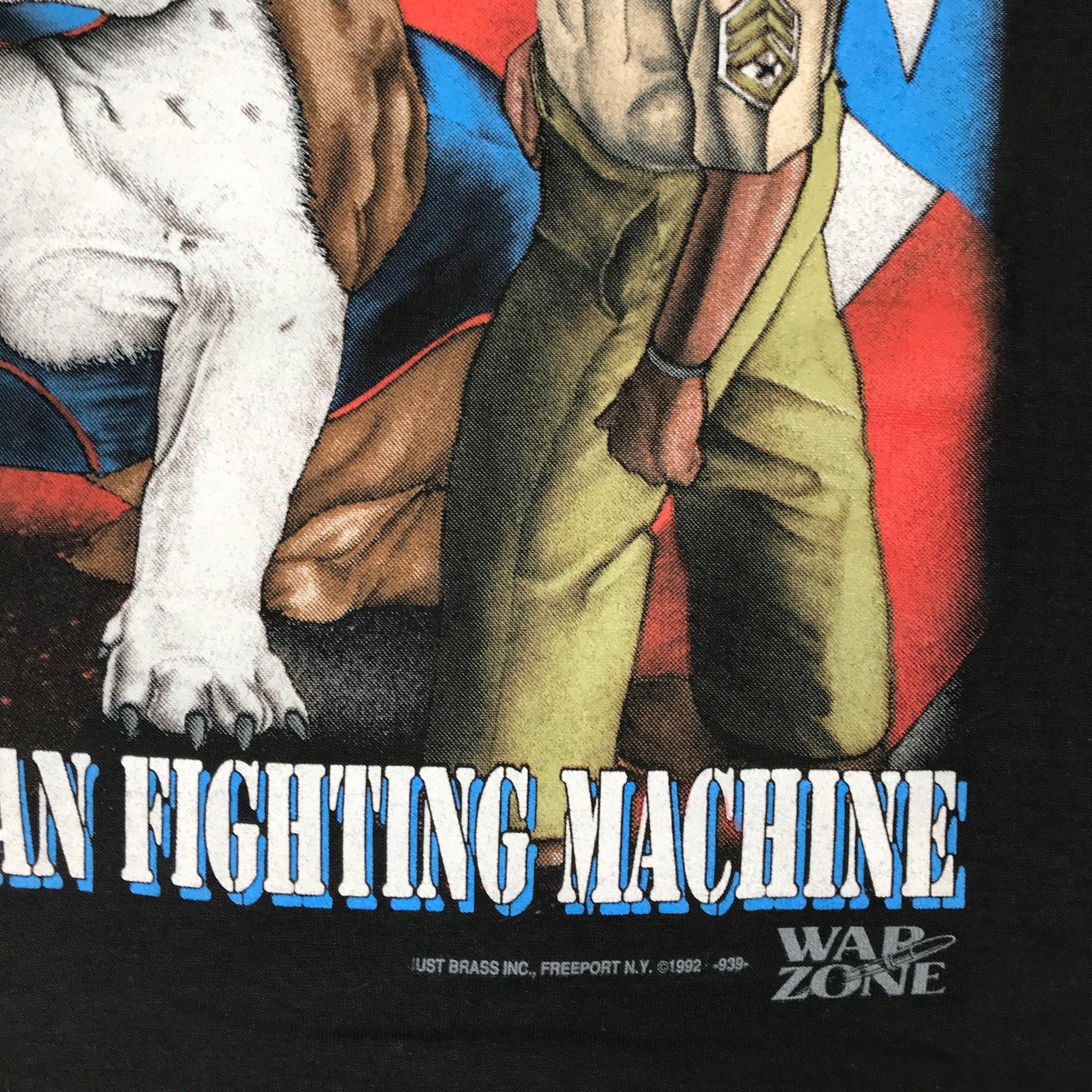 Vintage 3D Emblem Lean Mean Fighting Machine T-Shirt