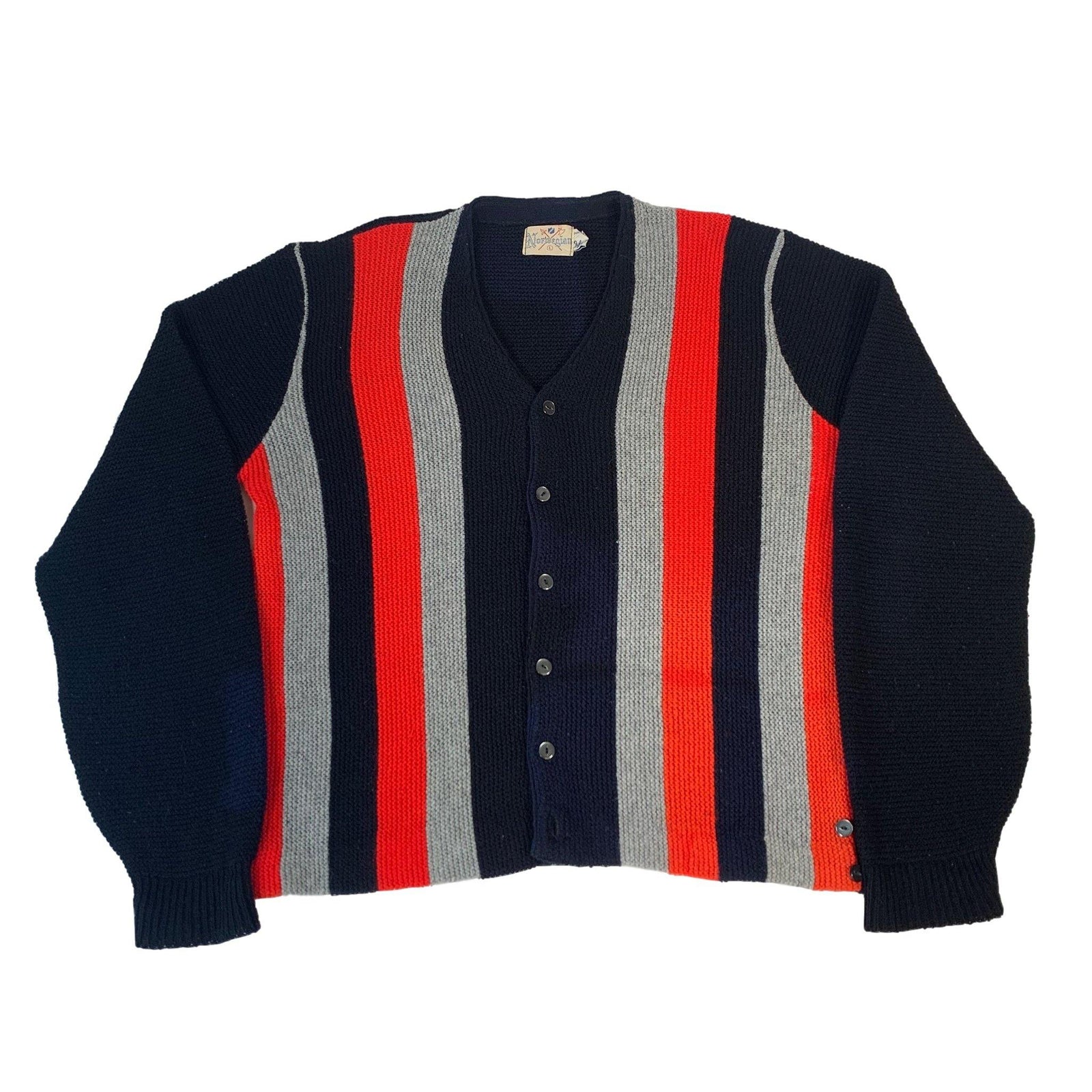 Vintage Norwegian "Striped" Orlon Acrylic Cardigan - jointcustodydc