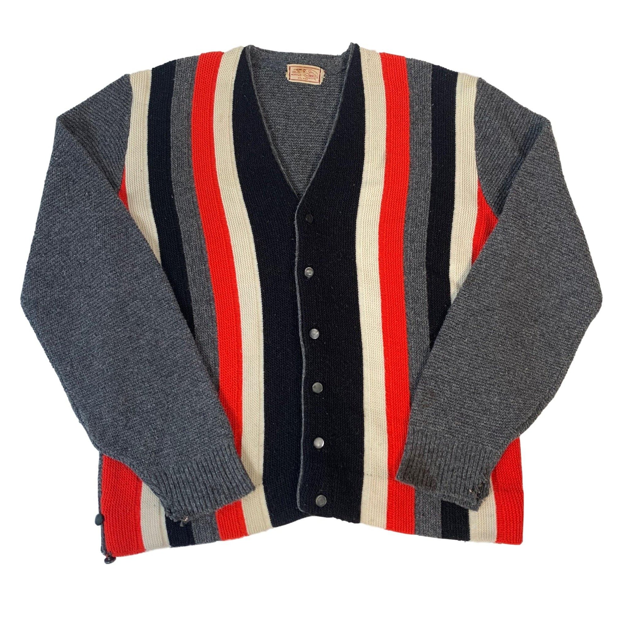 Vintage 100% Orlan Acrylic Striped Cardigan