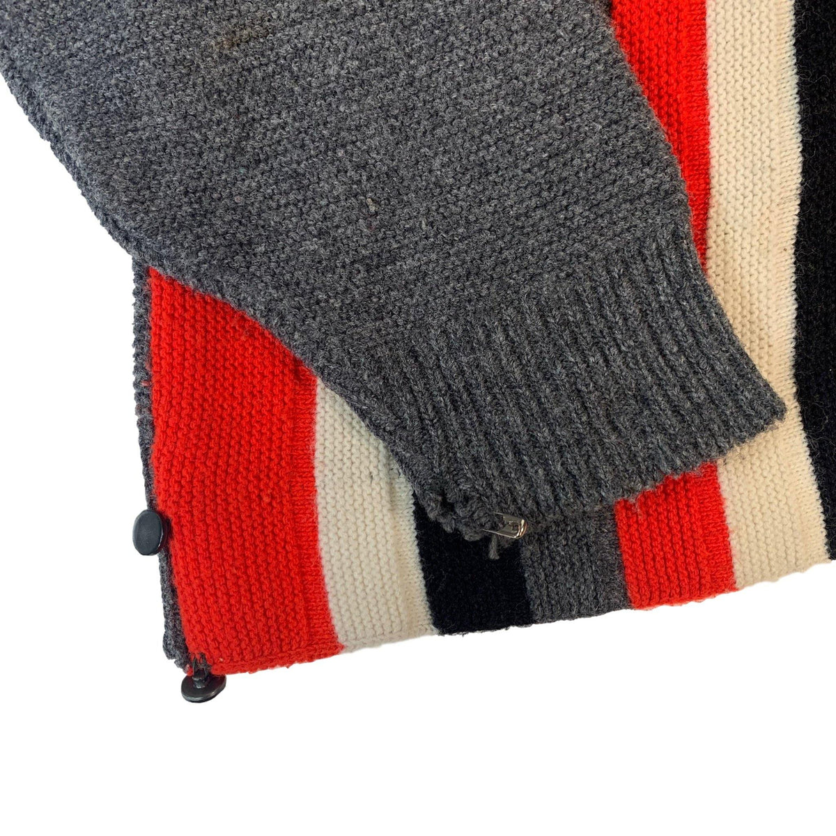 Vintage 100% Orlan Acrylic Striped Cardigan sleeve detail