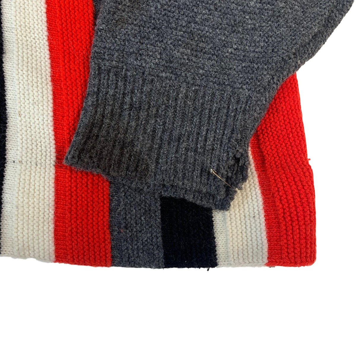Vintage 100% Orlan Acrylic Striped Cardigan sleeve detail